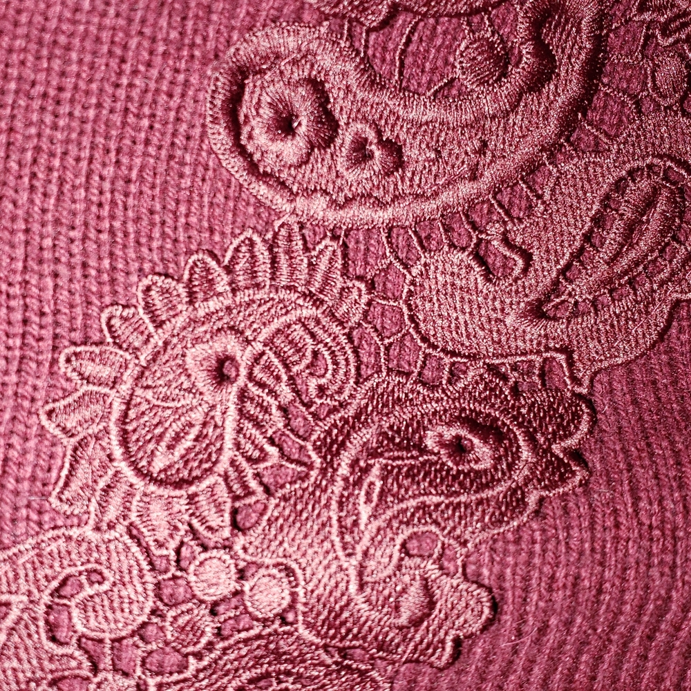 Wool blend  women's  Burgundy applique sweater.